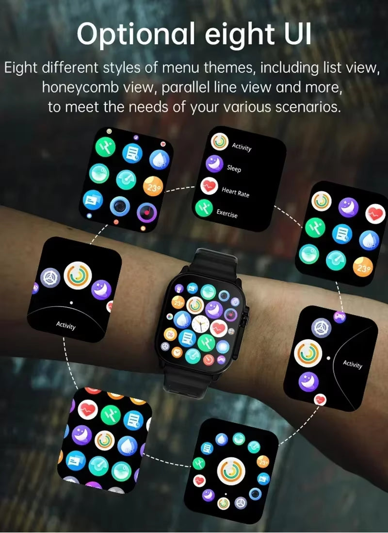 T900 Ultra Smartwatch with Bluetooth Communication, Message Alerts, Heart Rate Monitoring, and Sports Tracking for Android and iOS - Unisex Design
