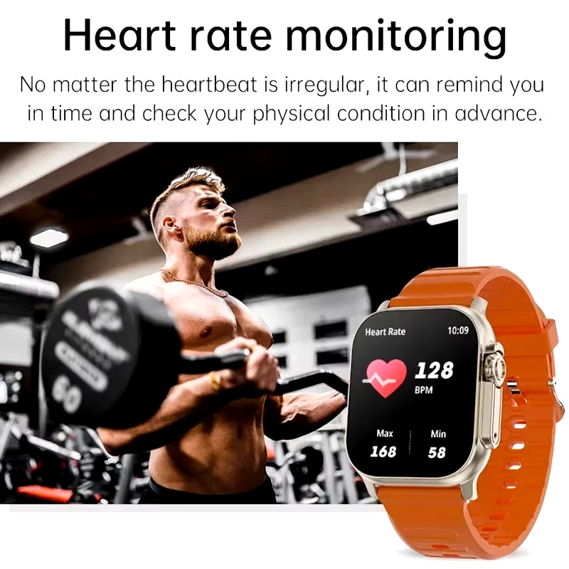 T900 Ultra Smartwatch with Bluetooth Communication, Message Alerts, Heart Rate Monitoring, and Sports Tracking for Android and iOS - Unisex Design