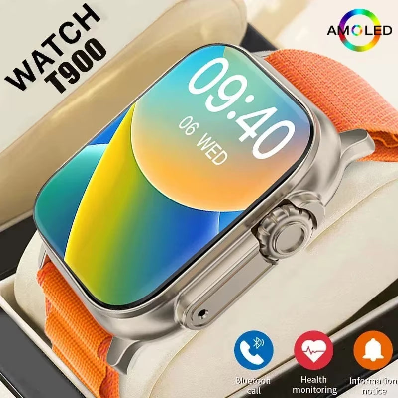 T900 Ultra Smartwatch with Bluetooth Communication, Message Alerts, Heart Rate Monitoring, and Sports Tracking for Android and iOS - Unisex Design