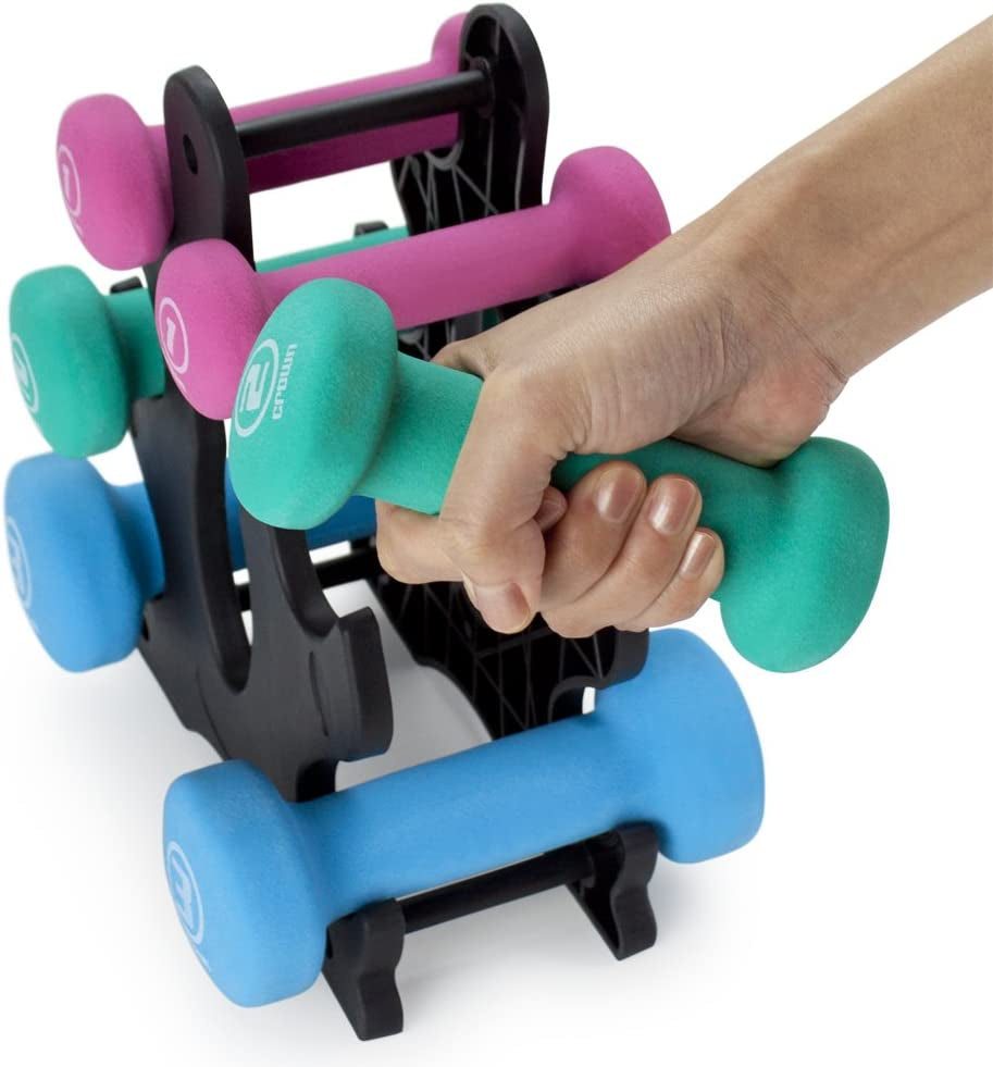 Hand Weights Dumbbells Set - 1, 2 and 3 Lbs with Rack - Soft and Comfortable Neoprene Weights Set for Home Gym - Indoor and Outdoor Dumbbell Sets with Rack, Sprint Set