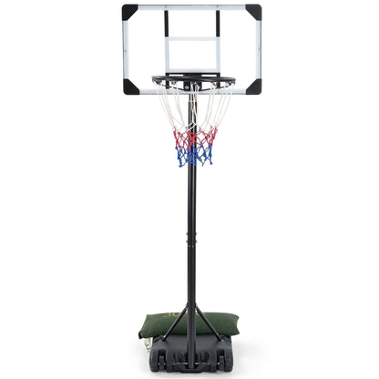 Basketball Hoop Basketball Goal System Height Adjustable 5.1Ft-7Ft Court for All Age Ranges Indoor Outdoor Use
