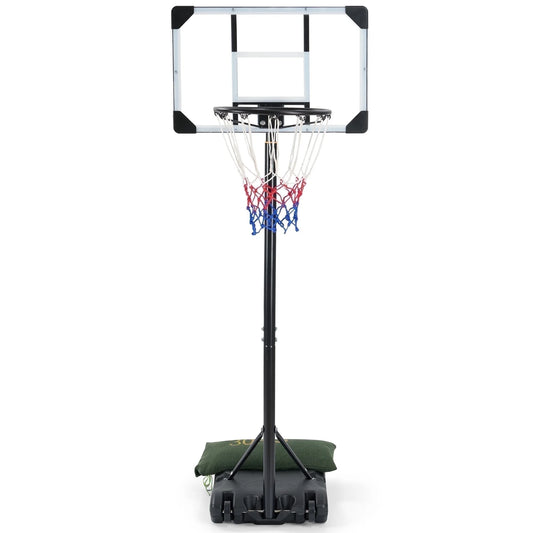 Basketball Hoop Basketball Goal System Height Adjustable 5.1Ft-7Ft Court for All Age Ranges Indoor Outdoor Use